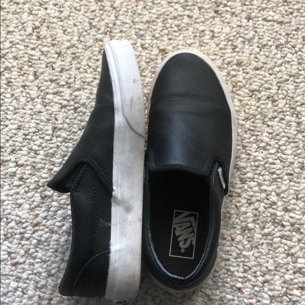 women’s perforated leather slip on vans